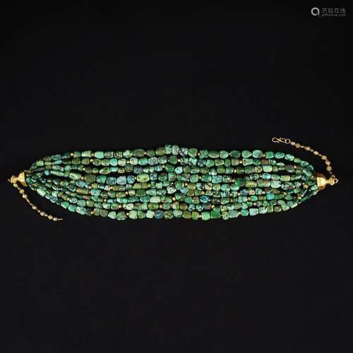 An antique 18kt. gold and turquoise necklace