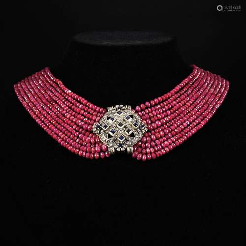 A rubies, sapphires and diamonds necklace