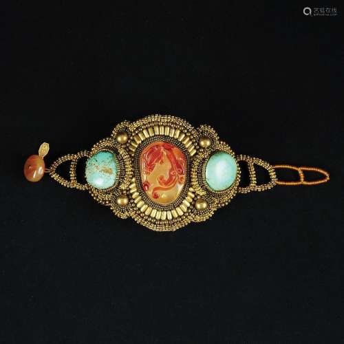 A carnelian and turquoise bracelet