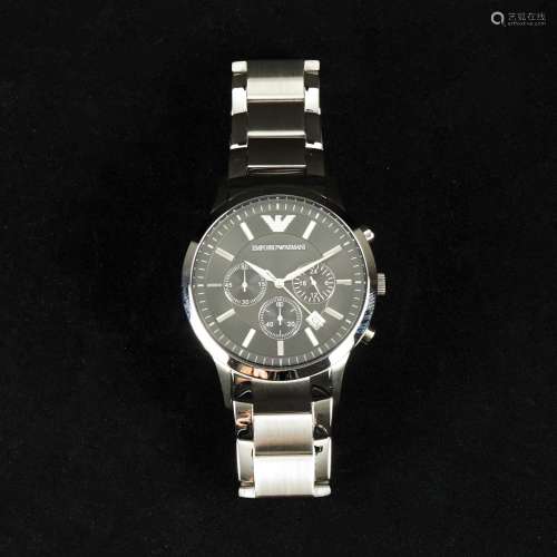 An Emporio Armani stainless steel wrist chronograph