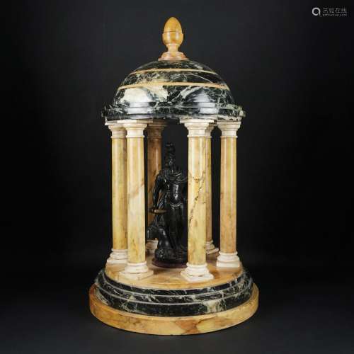 A Roman green and yellow marble model of a temple, 19th cent...