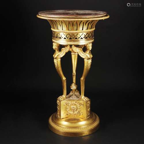 A French chiseled gilt bronze stand, 19th century