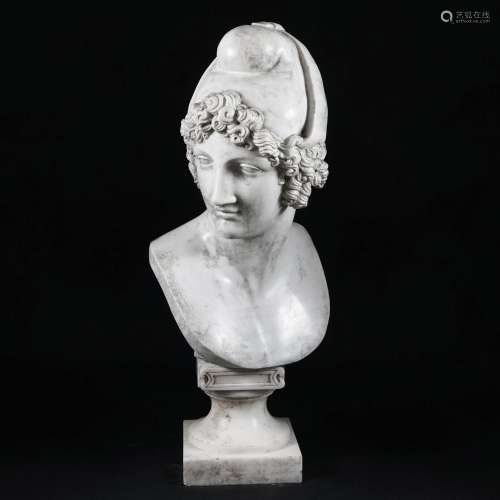 A white marble head of Paris after Canova, late 19th century
