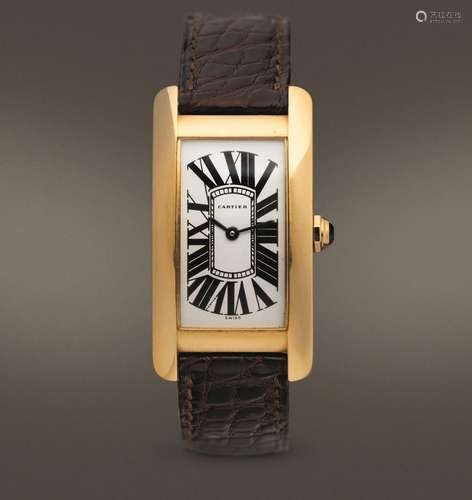 CARTIER - Tank Americaine in oro 18k con quadrante bianco e ...