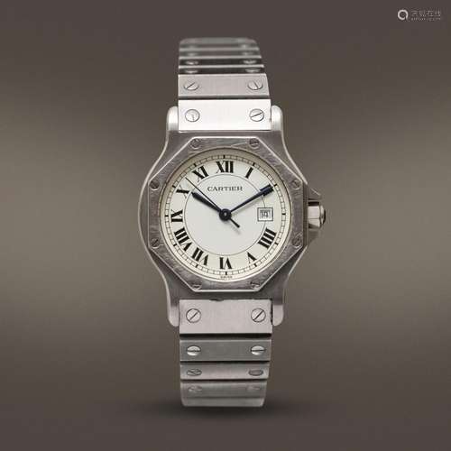 CARTIER - Santos Octagon in acciaio automatico con datario, ...