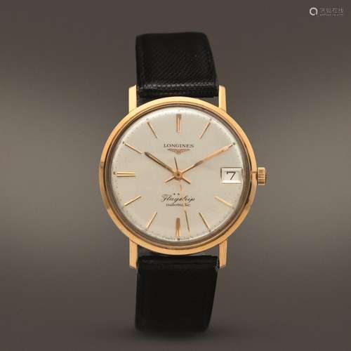 LONGINES - Flagship automatico in oro 18k con datario, quadr...