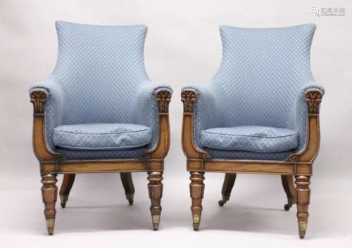 A VERY GOOD PAIR OF WILLIAM IV ROSEWOOD FRAMED BERGERE CHAIR...