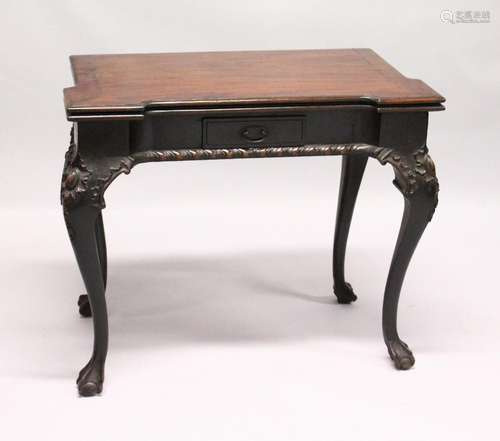 A GEORGE III MAHOGANY FOLD OVER CARD TABLE, possibly Irish, ...