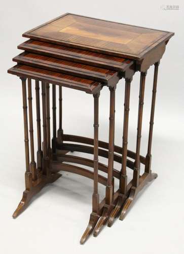 A GOOD MAHOGANY QUARTETTO, each with an inlaid rectangular p...