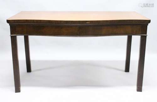 A GEORGE III DESIGN MAHOGANY SERPENTINE FRONT SERVING TABLE,...