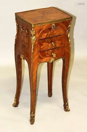 A SMALL 19TH CENTURY FRENCH KINGWOOD AND ORMOLU WORK TABLE, ...