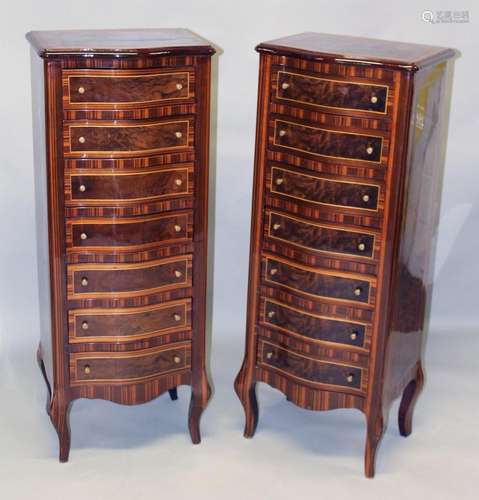 A GOOD PAIR OF CONTINENTAL SIX DRAWER CHESTS with brass hand...