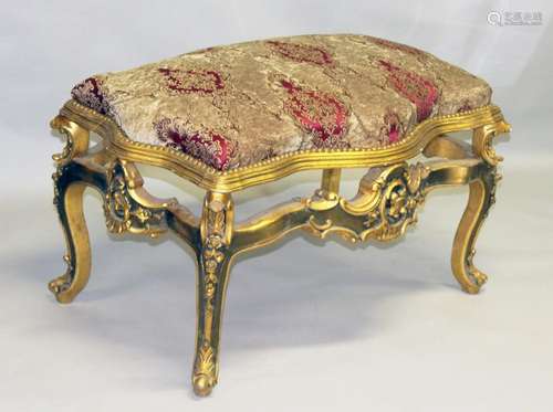 A LARGE LOUIS XVI DESIGN STOOL with padded top and giltwood ...