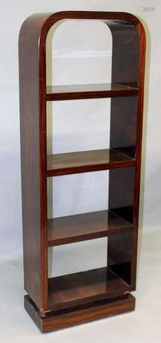 A DECO OPEN BOOKCASE. 5ft 8ins x 2ft.