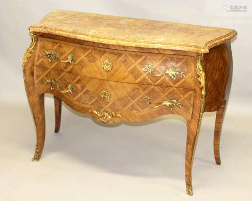 A GOOD LOUIS XVI DESIGN SERPENTINE FRONTED KINGWOOD COMMODE,...