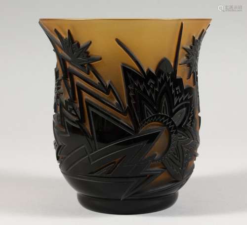 A VERY GOOD ACID ETCHED BOHEMIAN ART GLASS VASE of museum qu...