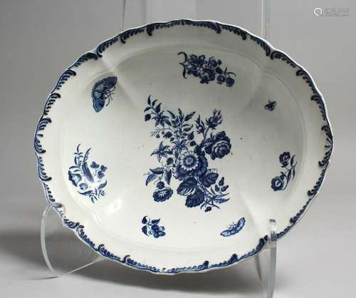 AN 18TH CENTURY DISH OF VERY RARE SHAPE, with feather-like m...