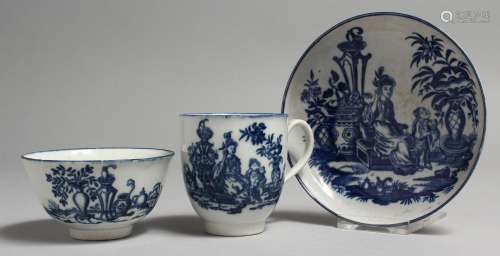 AN 18TH CENTURY WORCESTER TEA BOWL, COFFEE CUP AND SAUCER, p...