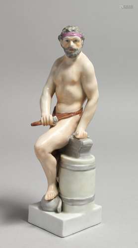 AN 18TH CENTURY KLOSTER VEILSDORF FIGURE OF VULCAN, modelled...