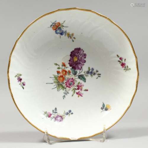A COPENHAGEN CIRCULAR DISH painted with flowers 7.75ins diam...