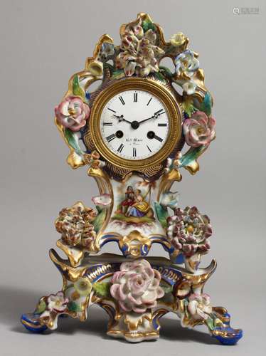 A 19TH CENTURY FRENCH, POSSIBLY JACOB PETIT, PORCELAIN CLOCK...