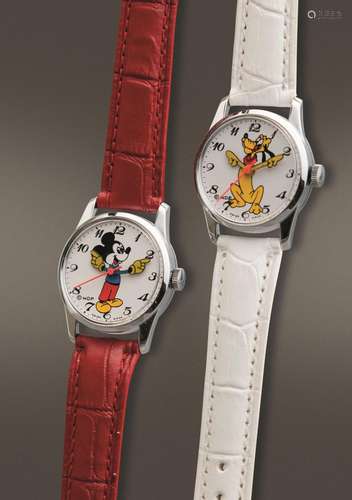 WALT DISNEY - Coppia di divertenti orologi da collezione con...