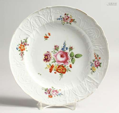 A 19TH CENTURY MEISSEN CIRCULAR PLATE with waved border and ...