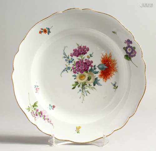 A 19TH CENTURY MEISSEN CIRCULAR PLATE with waved border and ...