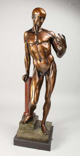 FRANZ VON STUCK A BRONZE FIGURE OF A FLAYED MAN, Possibly Sa...