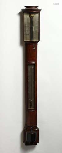 A GOOD VICTORIAN BOW FRONTED STICK BAROMETER by PEGLER BLAND...