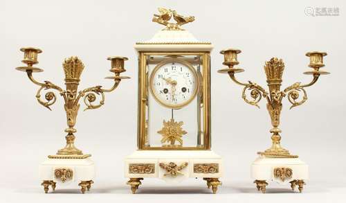 A GOOD FRENCH LOUIS XVITH DESIGN WHITE MARBLE AND ORMOLU THR...