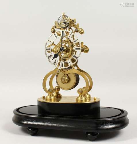 A RARE BRASS SKELETON CLOCK with Detached Lever Escapement, ...