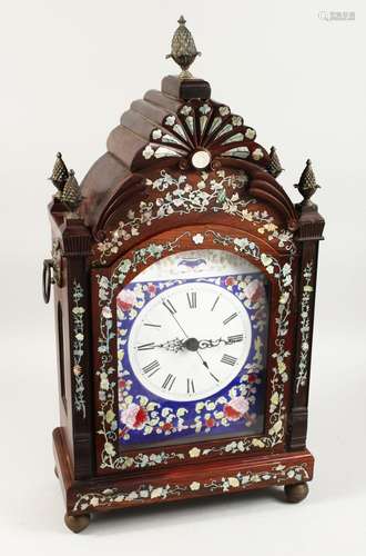 A RARE 19TH CENTURY CHINESE EXPORT BRACKET CLOCK, with blue ...