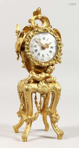 A GOOD MINIATURE LOUIS XVI STYLE ORMOLU LONGCASE CLOCK, with...