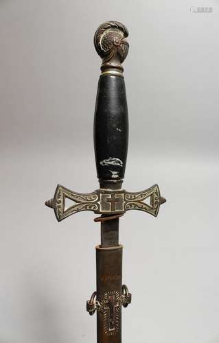 A SWORD with engraved blade.