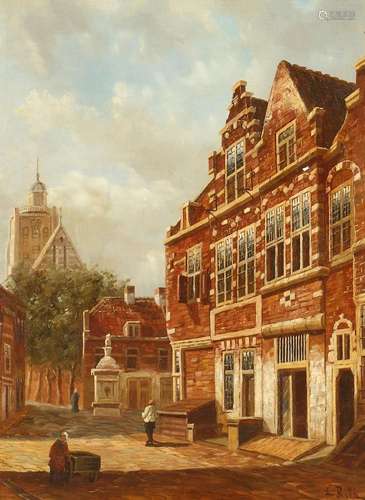 L. ROTH Dutch street scene. Signed, oil on canvas. 16ins x 1...