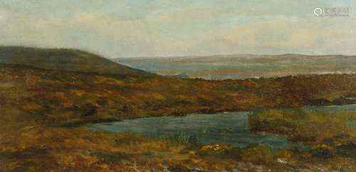 ENGLISH SCHOOL Across the moors. Oil on canvas. 10ins x 20in...