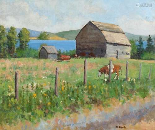 MARGARET THOROLD The Farmstead. Signed, oil on board. 20ins ...