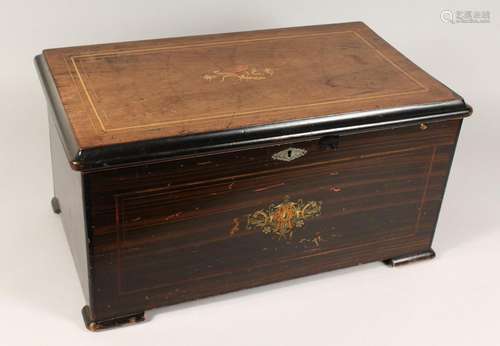 A 19TH CENTURY SWISS MUSICAL BOX playing 10 airs with drums ...