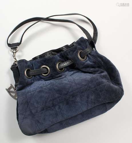 A CHRISTIAN DIOR SOFT BLUE VELVET HANDBAG. No. 03-BN-0037.