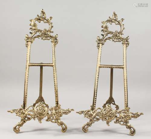 A PAIR OF BRASS EASELS.