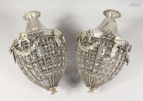 A PAIR OF CRYSTAL PINEAPPLE LIGHTS. 15ins long.