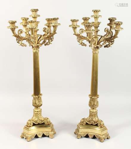 A VERY GOOD PAIR OF 19TH CENTURY FRENCH ORMOLU SIX LIGHT CAN...