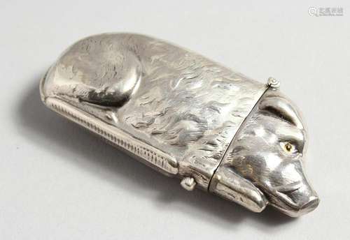 A SILVER BOAR NOVELTY VESTA.