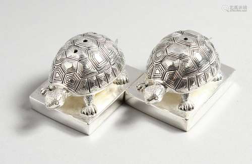 A PAIR OF .800 TORTOISE SALT AND PEPPERS.