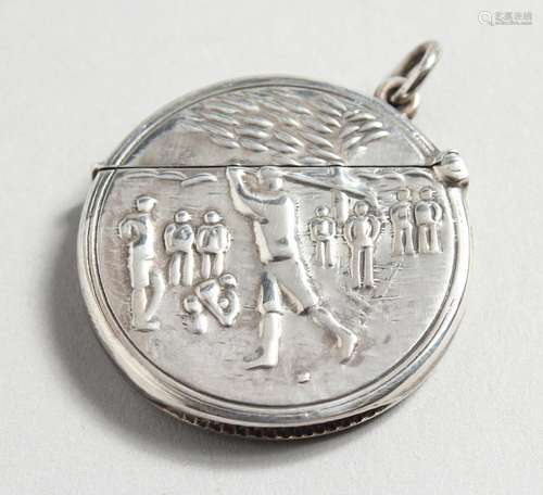 A NOVELTY SILVER GOLFING VESTA.