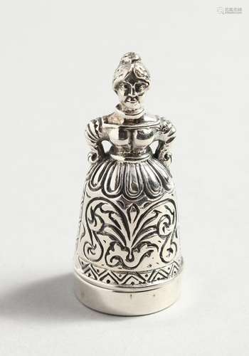 A SILVER DUTCH LADY THIMBLE.