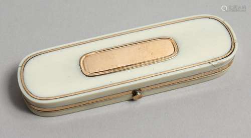 A GEORGIAN IVORY AND GOLD TOOTHPICK CASE. 3.5ins long.