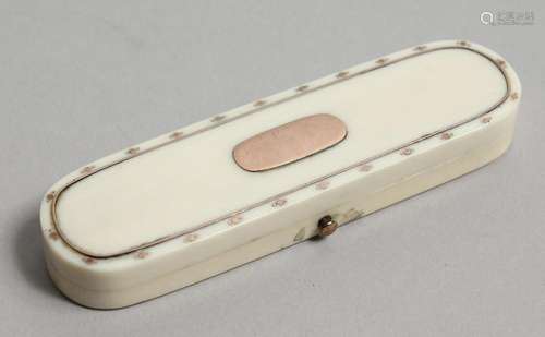 A GEORGIAN IVORY AND GOLD TOOTHPICK CASE, the inside with a ...