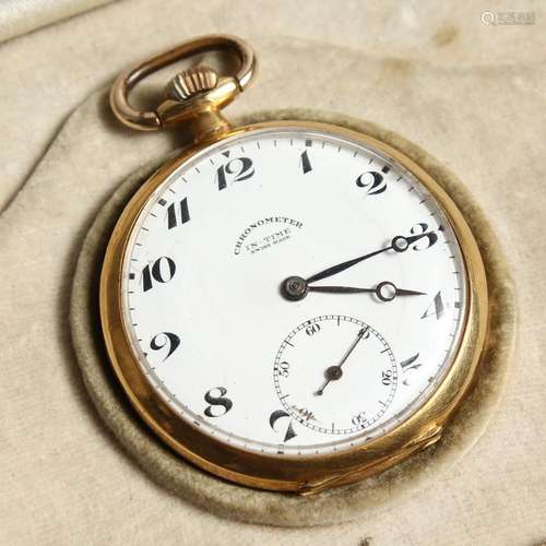 AN 18K MOVADO POCKET WATCH CHRONOMETER IN TIME, SWISS MADE.